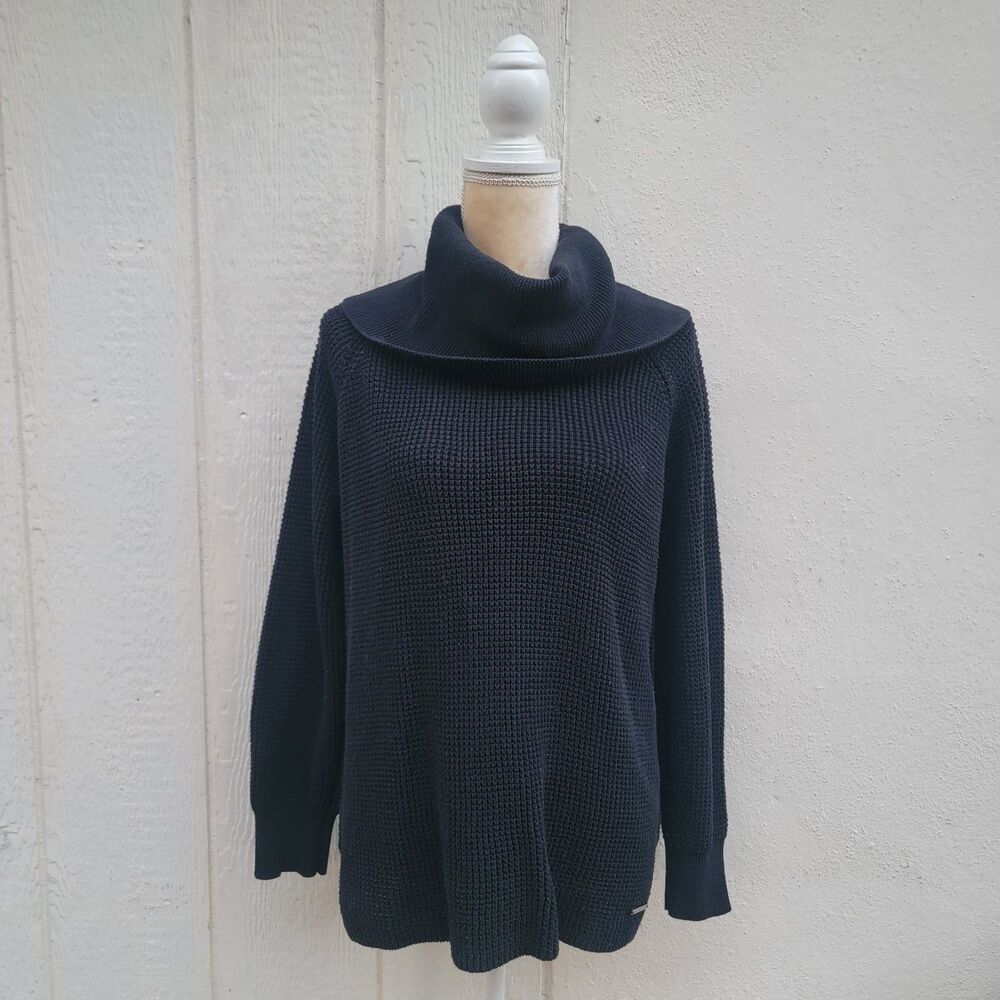 Michael Kors Long Sleeve Chunky Knit  Sweater Cowl Neck Black Wmms Sz Large